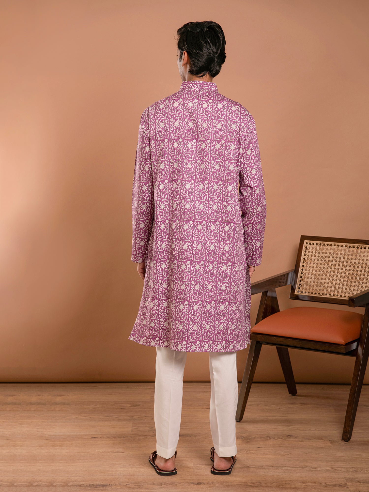 MULMUL AAHAN FLORAL JAAL HAND BLOCK PRINTED KURTA-PANT SET