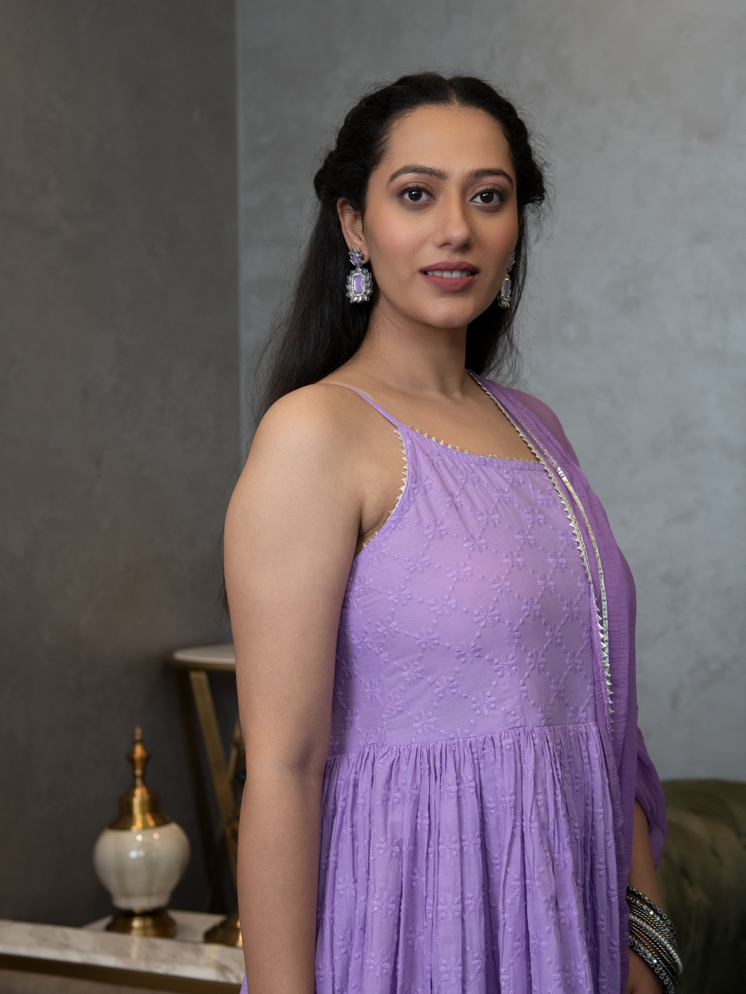MULMUL AAROHI SCHIFFLI KURTA-PANTS & DUPATTA SET