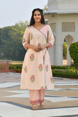 AANIYA FLORAL MOTIFS BLOCK PRINTED KURTA-PLAZZO & DUPATTA SET