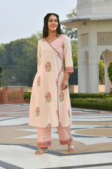 AANIYA FLORAL MOTIFS BLOCK PRINTED KURTA-PLAZZO & DUPATTA SET